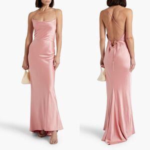 ALICE + OLIVIA Size 0 Montana Satin Cowlneck Gown Pink Event Dress Strappy Back